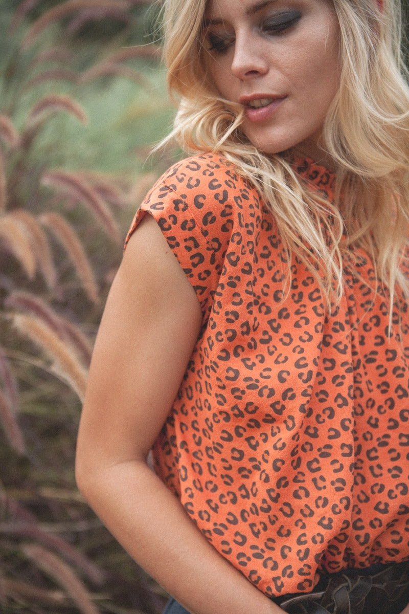 BLOUSE COSIMA léopard orange-OUTLET-LEOPARD ORANGE-marlot-paris