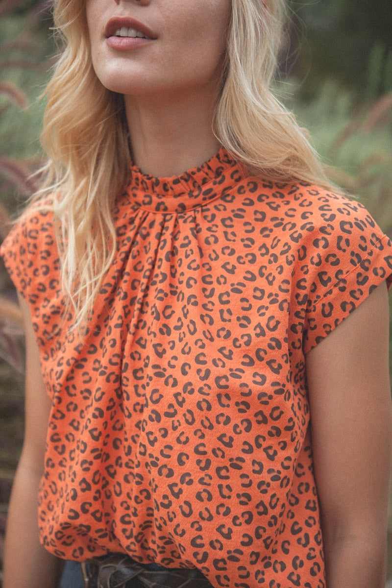 BLOUSE COSIMA léopard orange-OUTLET-LEOPARD ORANGE-marlot-paris