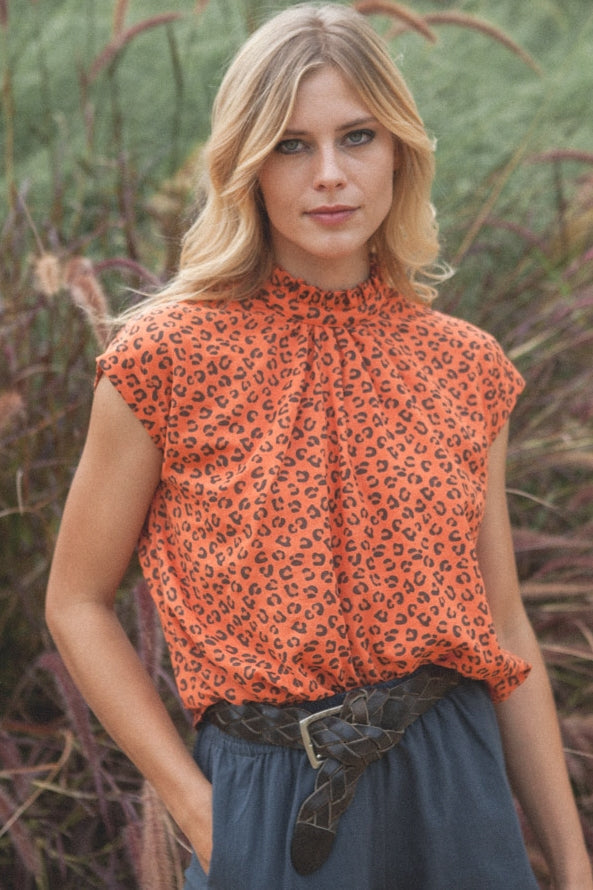 BLOUSE COSIMA léopard orange-OUTLET-LEOPARD ORANGE-marlot-paris