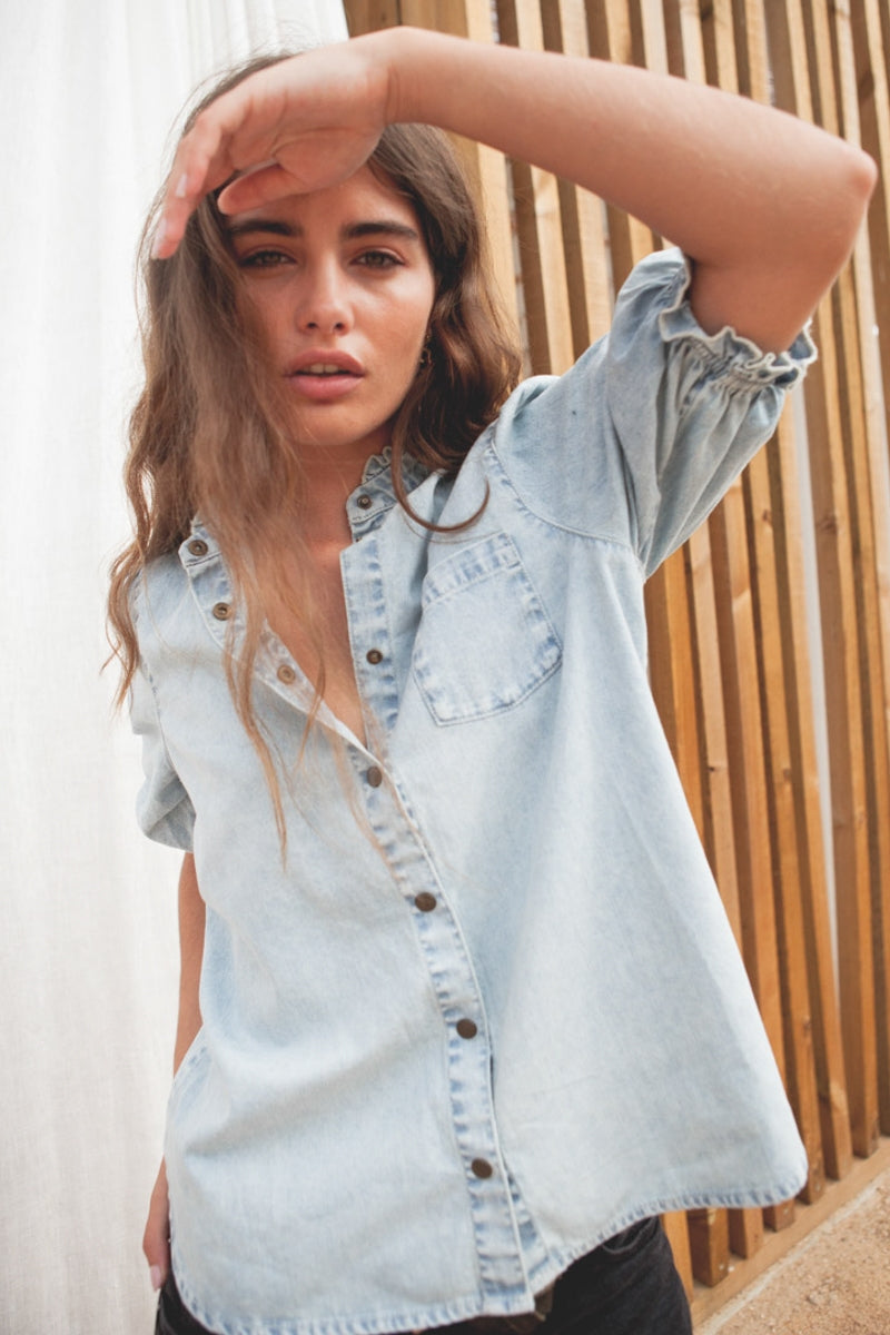 BLOUSE TESSA bleach denim-OUTLET-bleach denim-marlot-paris