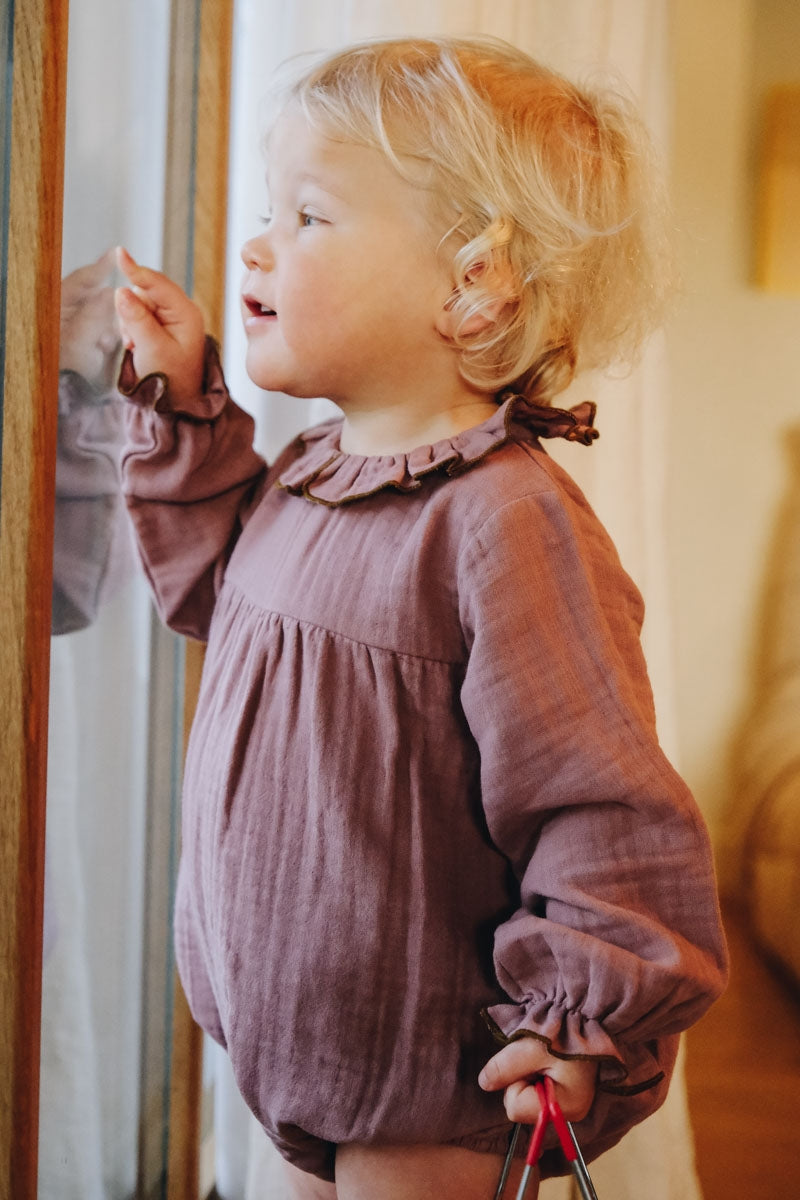 Barboteuse Amour mauve-Bébé-mauve-marlot-paris