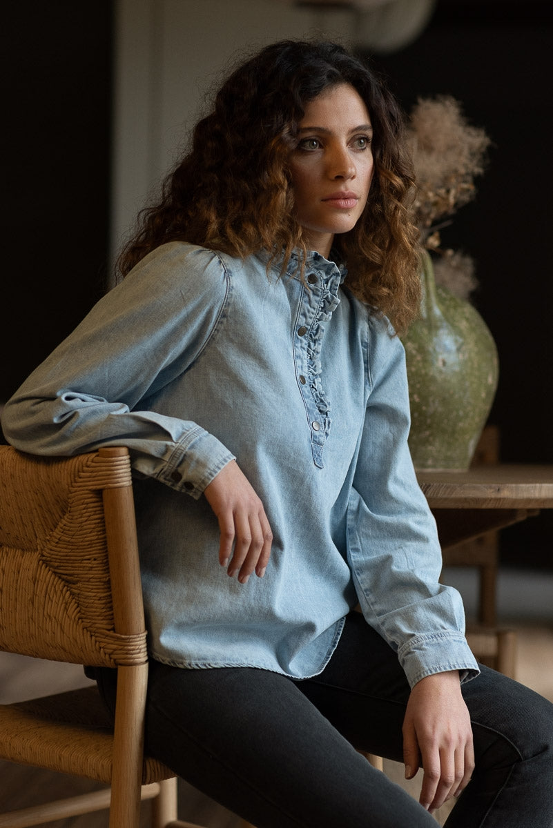 Ines bleach denim blouse