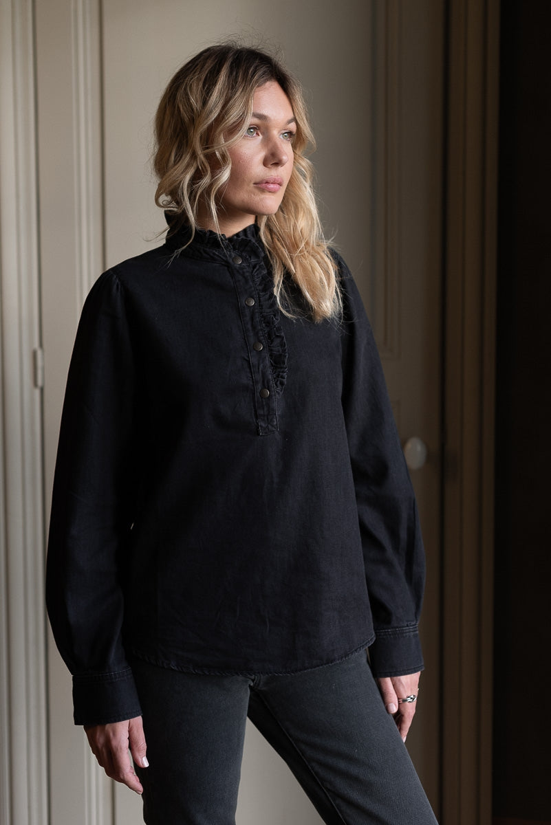 Blouse Inès denim noir-FEMME-noir-marlot-paris