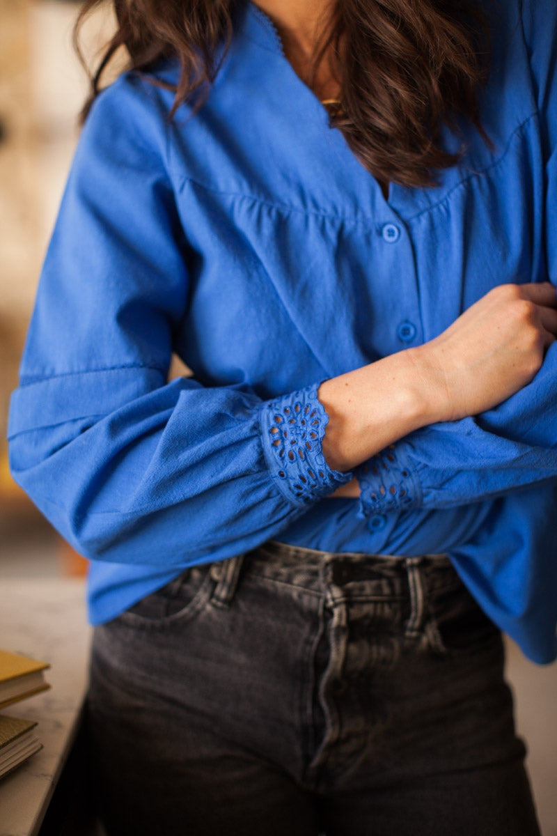 Blouse Sofia bleu-OUTLET-BLEU KLEIN-marlot-paris