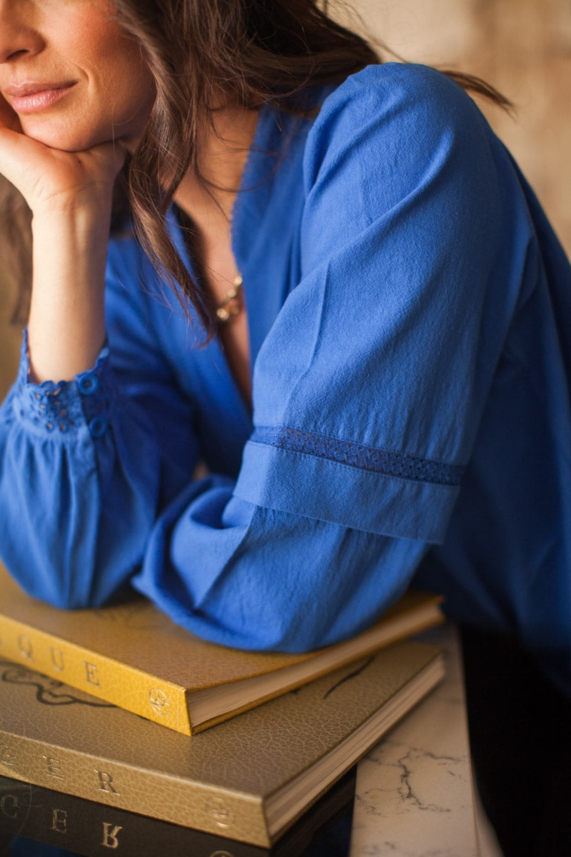Blouse Sofia bleu-OUTLET-BLEU KLEIN-marlot-paris