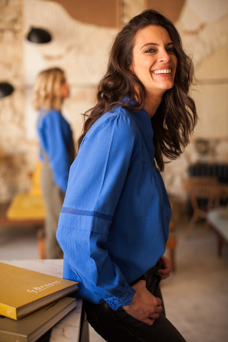 Blouse Sofia bleu-OUTLET-BLEU KLEIN-marlot-paris