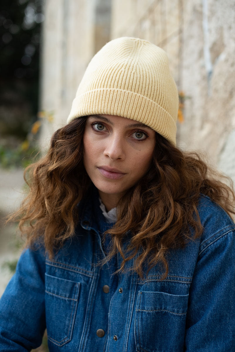 Bonnet Mila jaune-FEMME-jaune pastel-marlot-paris