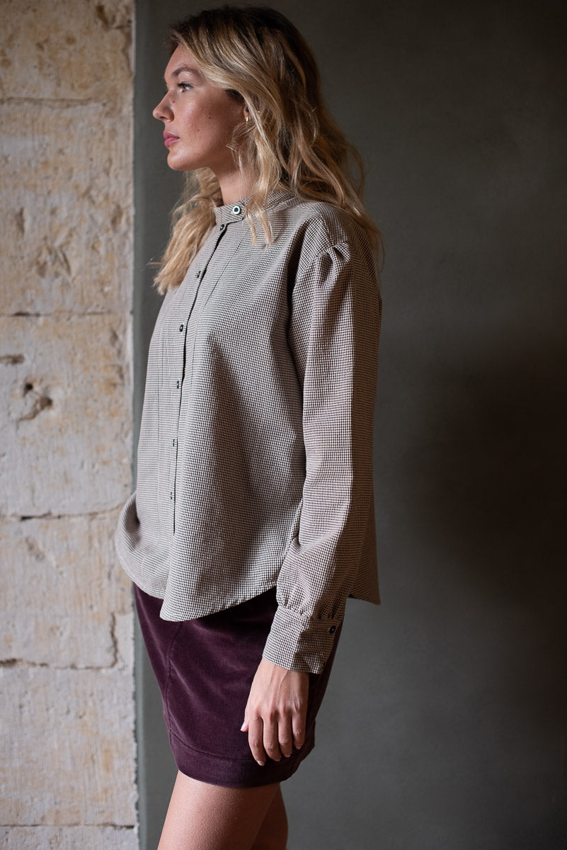 Chemise Argentine vichy-FEMME-mini vichy noir-marlot-paris