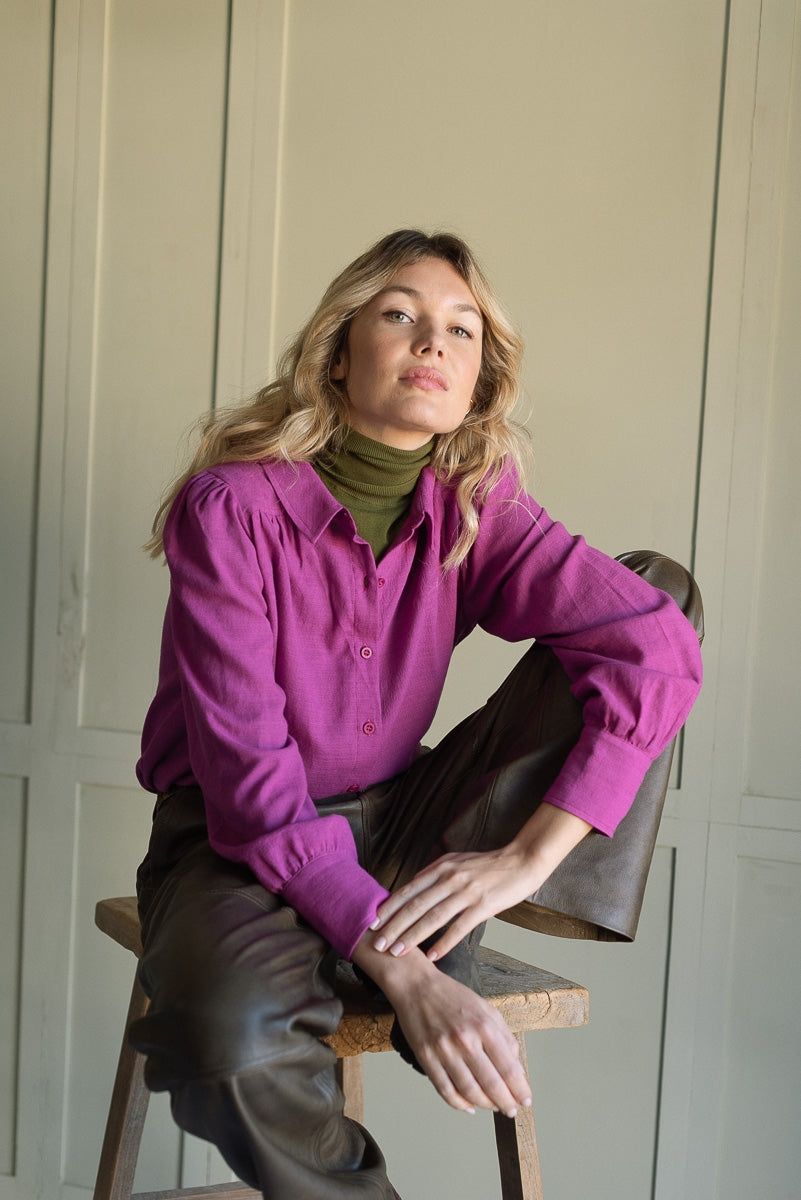 Chemise Clélia pourpre-FEMME-rose pourpre-marlot-paris