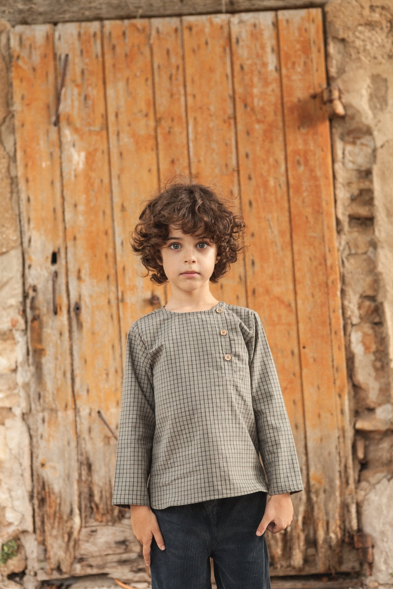 Chemise Jacques coton carreaux kaki-OUTLET-carreaux kaki-marlot-paris