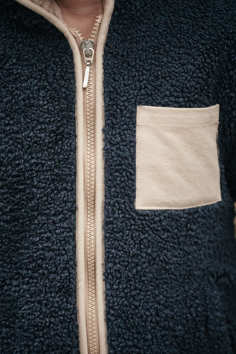 Manteau Babou moumoute Navy-ARCHIVES-bleu navy-marlot-paris