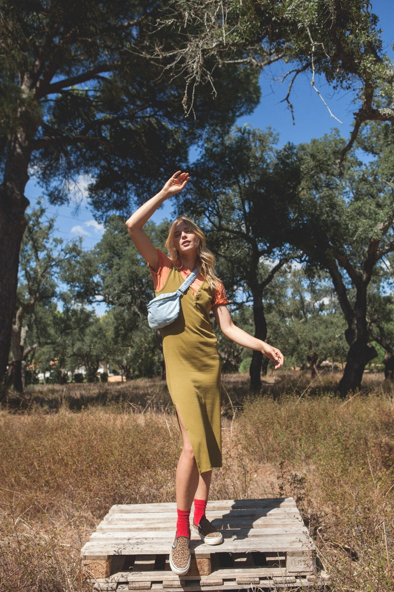 ROBE SOPHIE olive-OUTLET-HUILE D'OLIVE-marlot-paris