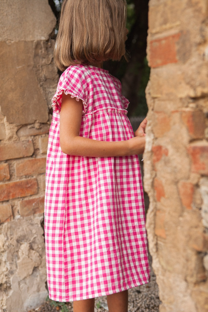 Robe AMAÏA vichy fushia-OUTLET-vichy fushia-marlot-paris