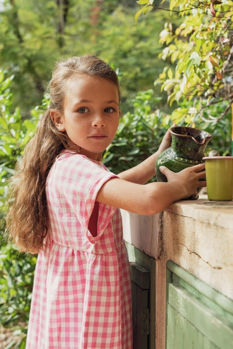 Robe Molly vichy rose-fille-vichy rose-marlot-paris