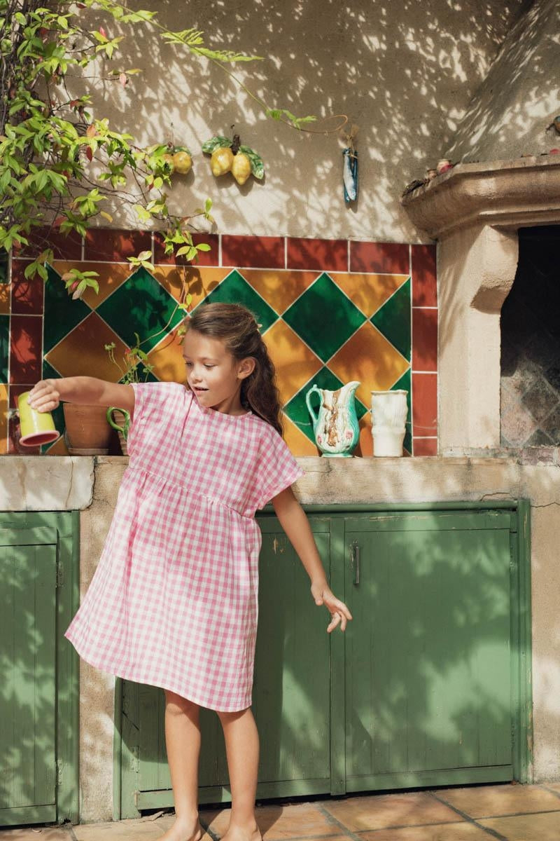 Robe Molly vichy rose-fille-vichy rose-marlot-paris