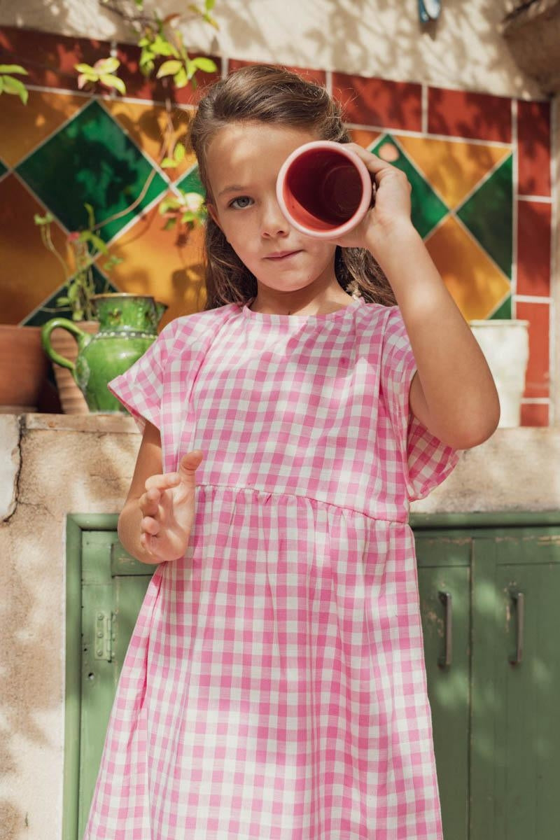 Robe Molly vichy rose-fille-vichy rose-marlot-paris