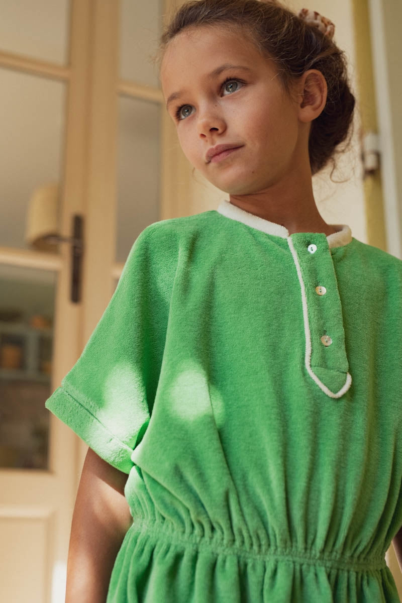 Robe Thelma vert-fille-VERT AQUA-marlot-paris