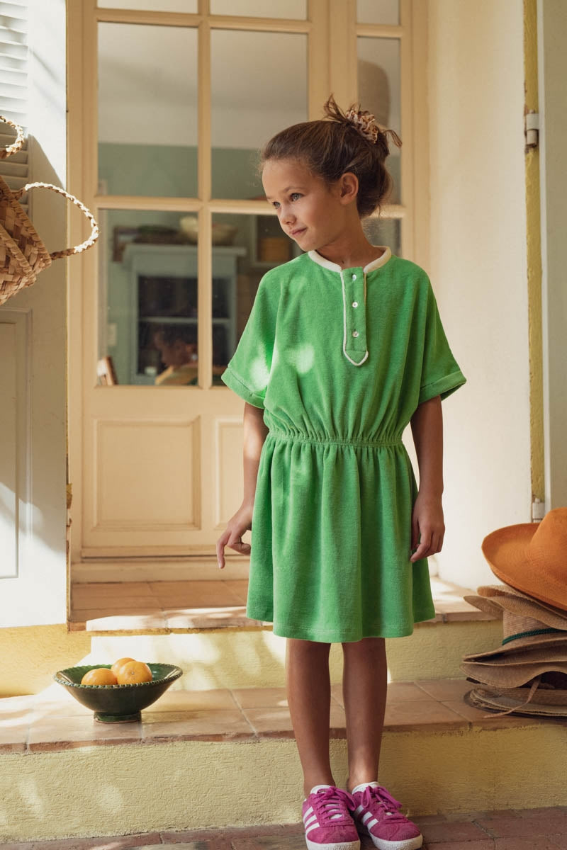 Robe Thelma vert-fille-VERT AQUA-marlot-paris