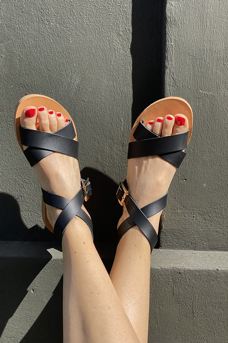 Sandales Romy cuir noir-OUTLET-noir-marlot-paris