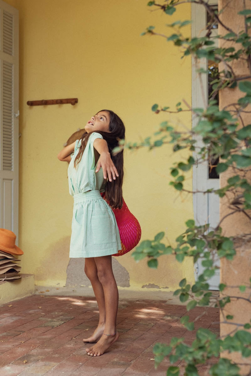 Short Arsène rayé vert-fille-rayé vert-marlot-paris