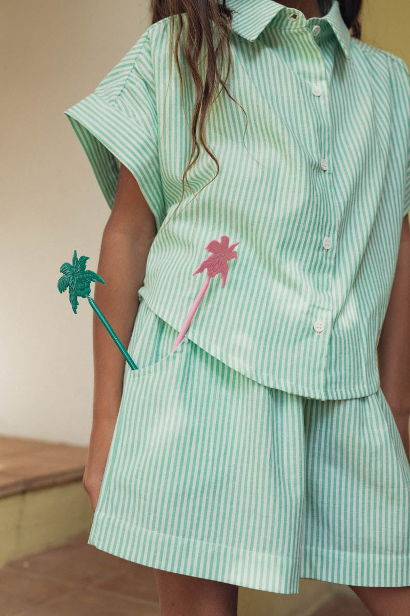 Short Arsène rayé vert-fille-rayé vert-marlot-paris