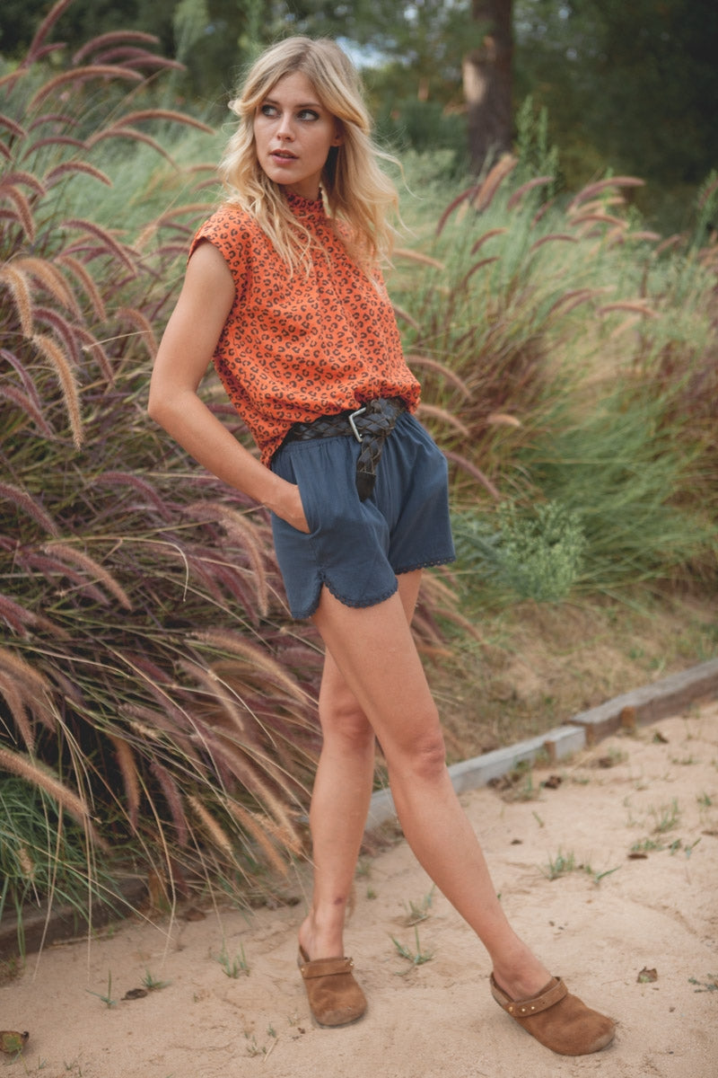 Short Roma indigo-OUTLET-BLEU INDIGO-marlot-paris