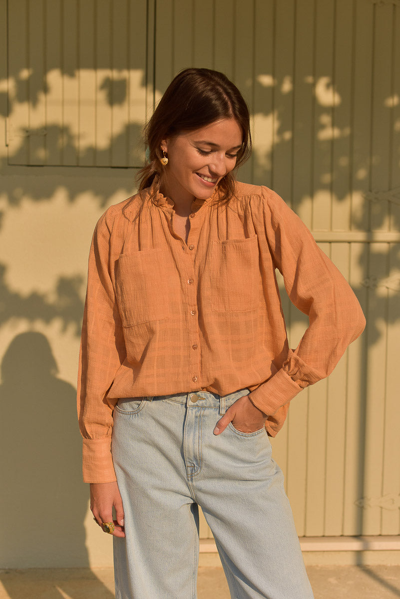 blouse femme isaé argile coton dobby marlot paris