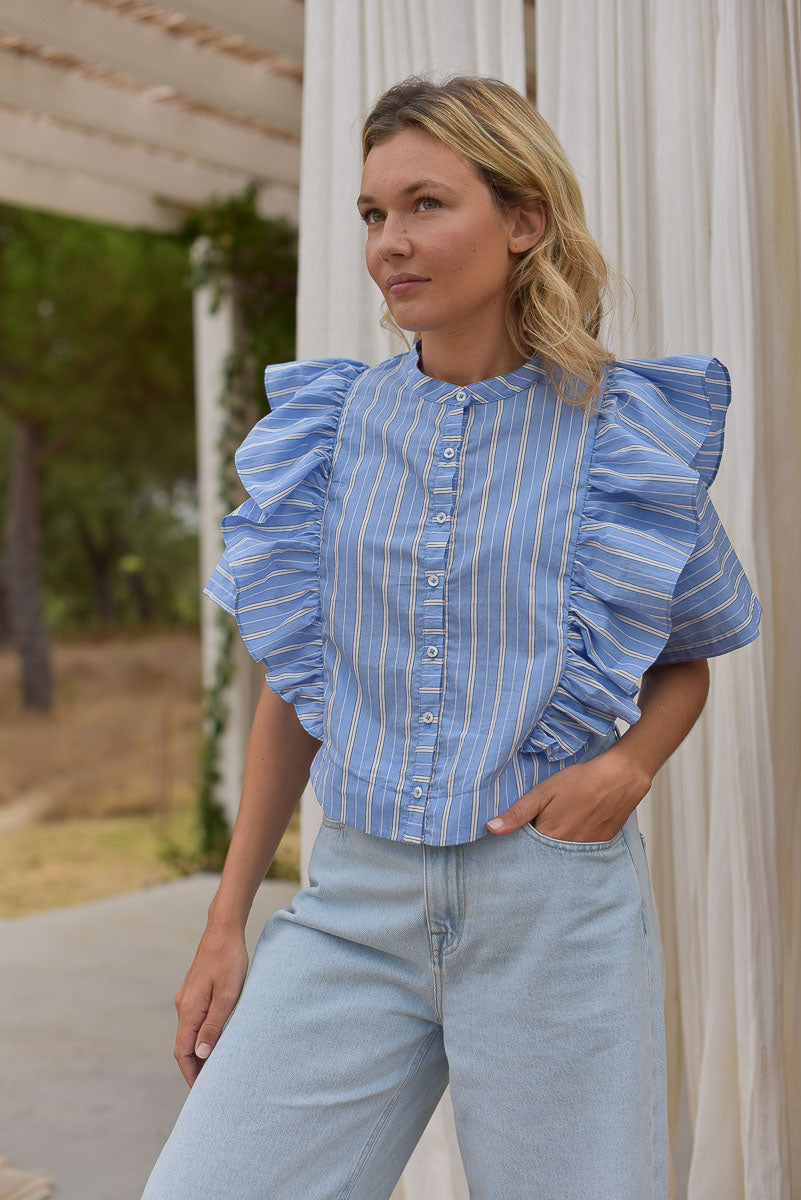 blouse femme shiloh rayures volants marlot paris