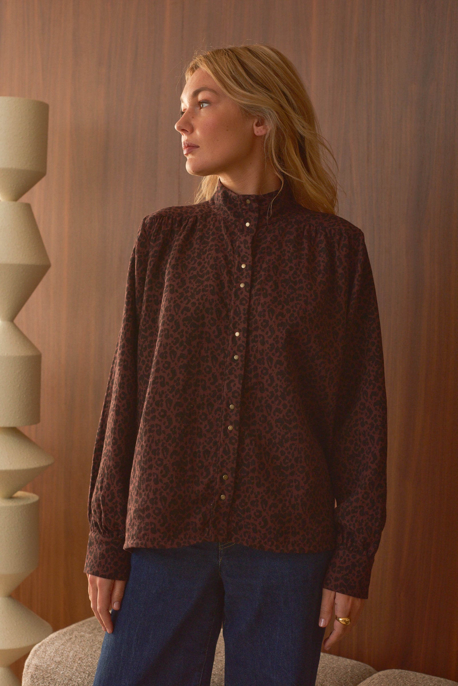 Look femme chemise Lily imprimé léopard brun Marlot Paris