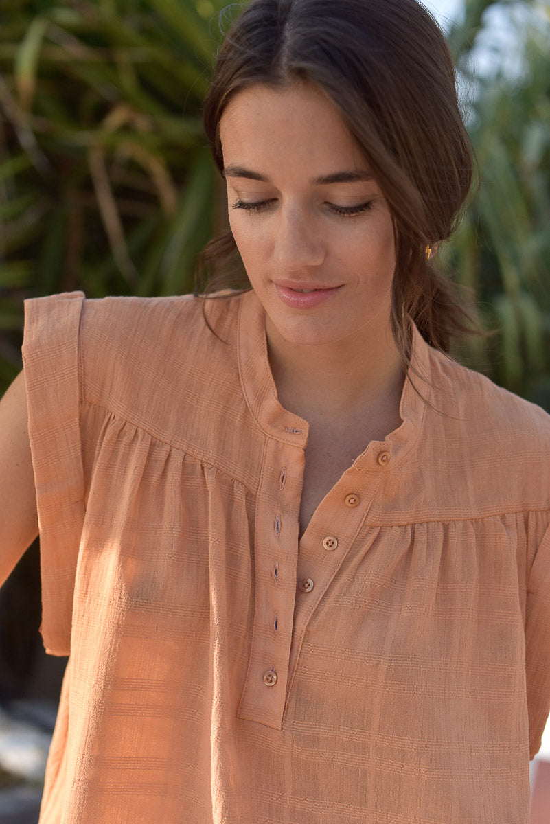 détail col et manches blouse femme agnès argile marlot paris