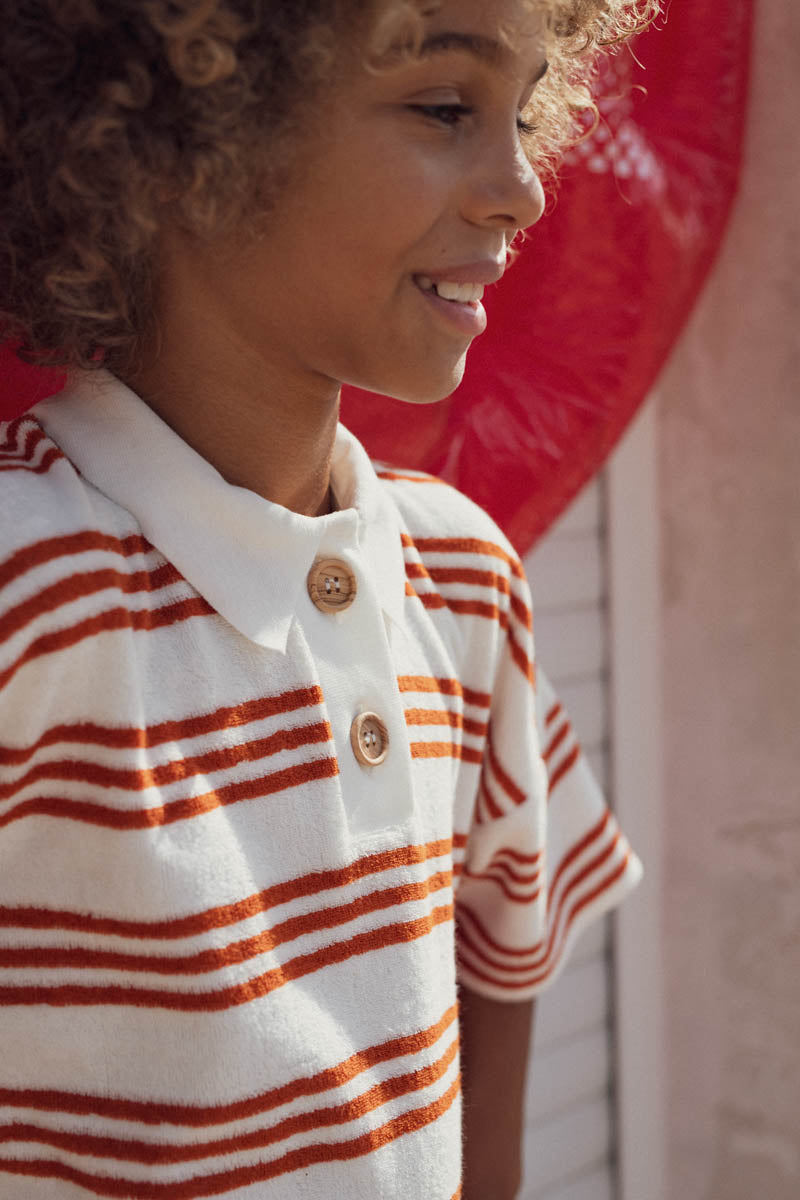 Polo Pol vanille rayé-Enfant-vanille rayé-marlot-paris