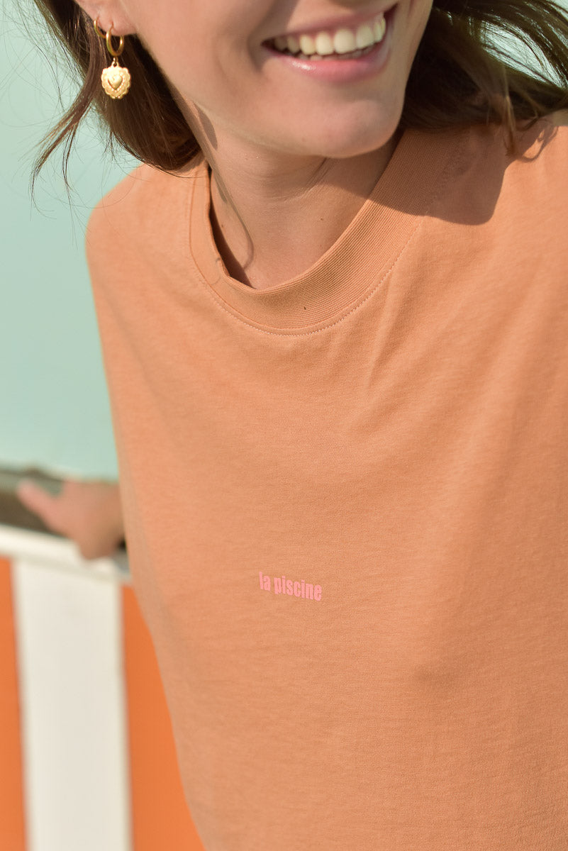 détail col tee-shirt femme coton bio jil argile marlot paris