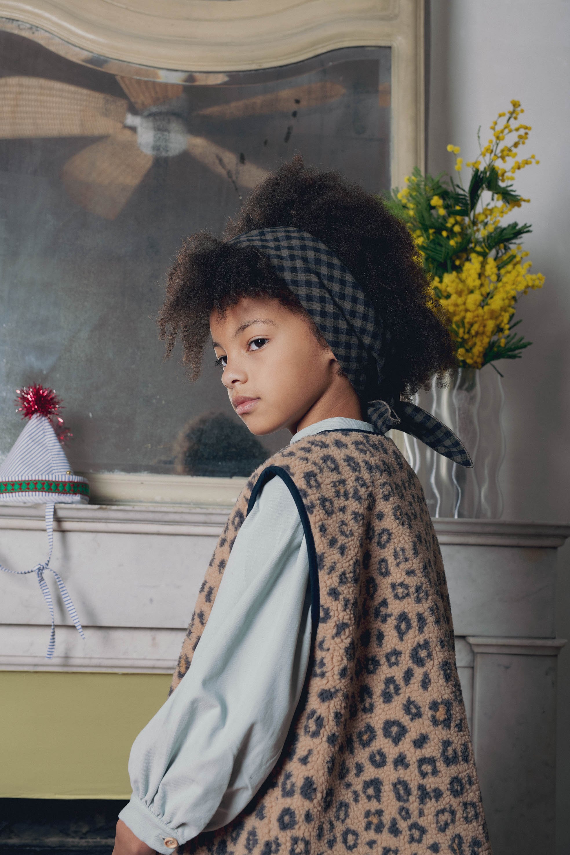 Détail emmanchure gilet moumoute léopard joe Marlot Paris