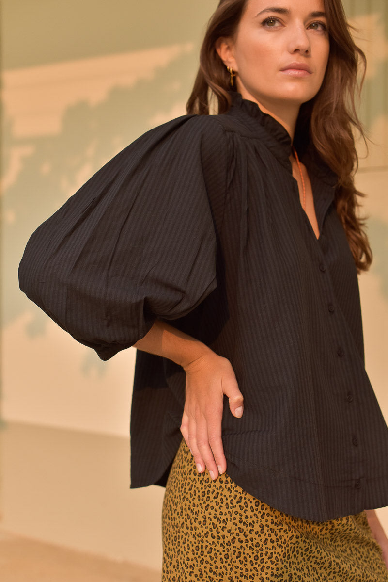 vue manche bouffante blouse dahlia noir marlot paris
