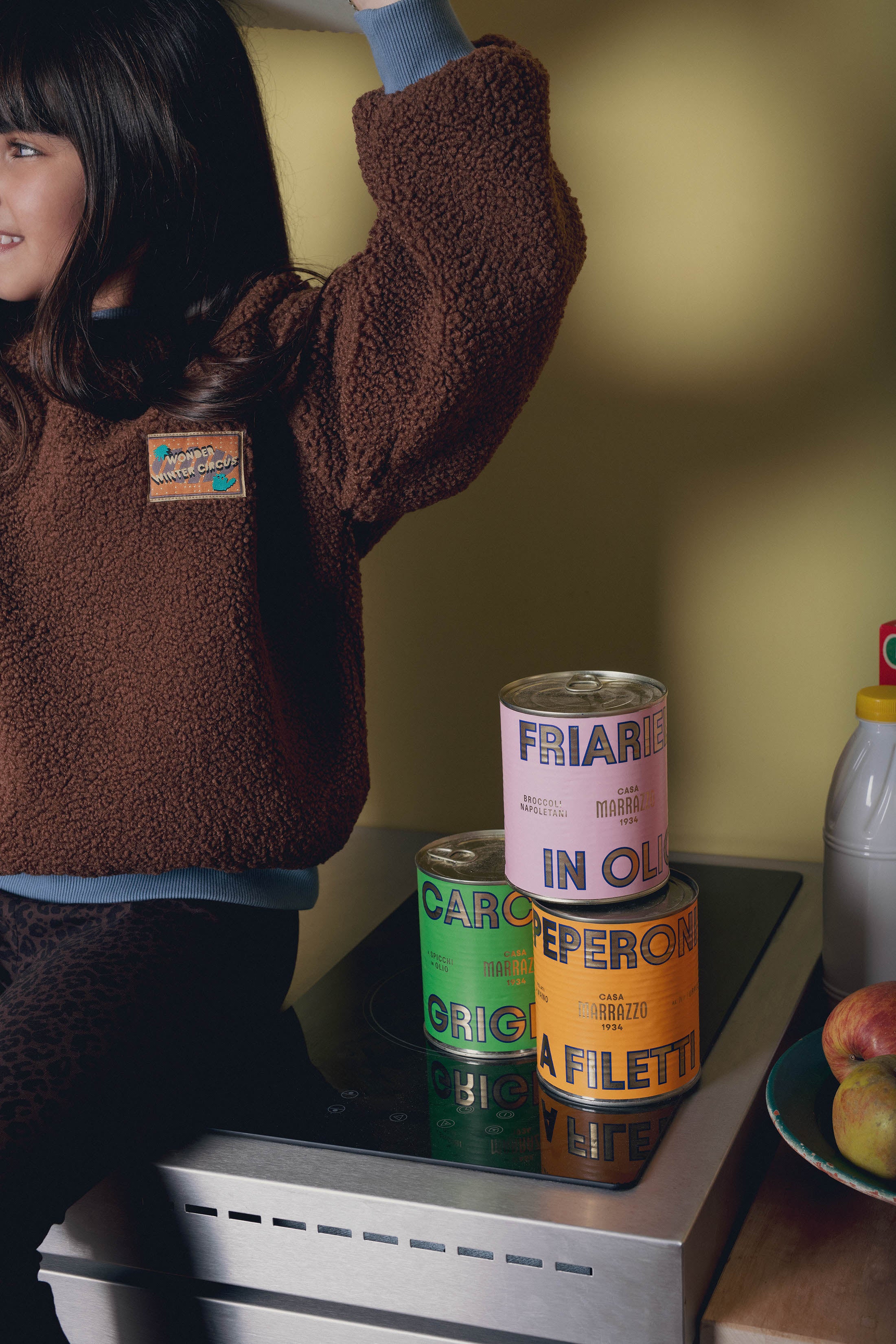 Détail manche sweat fille moumoute marron Marlot Paris