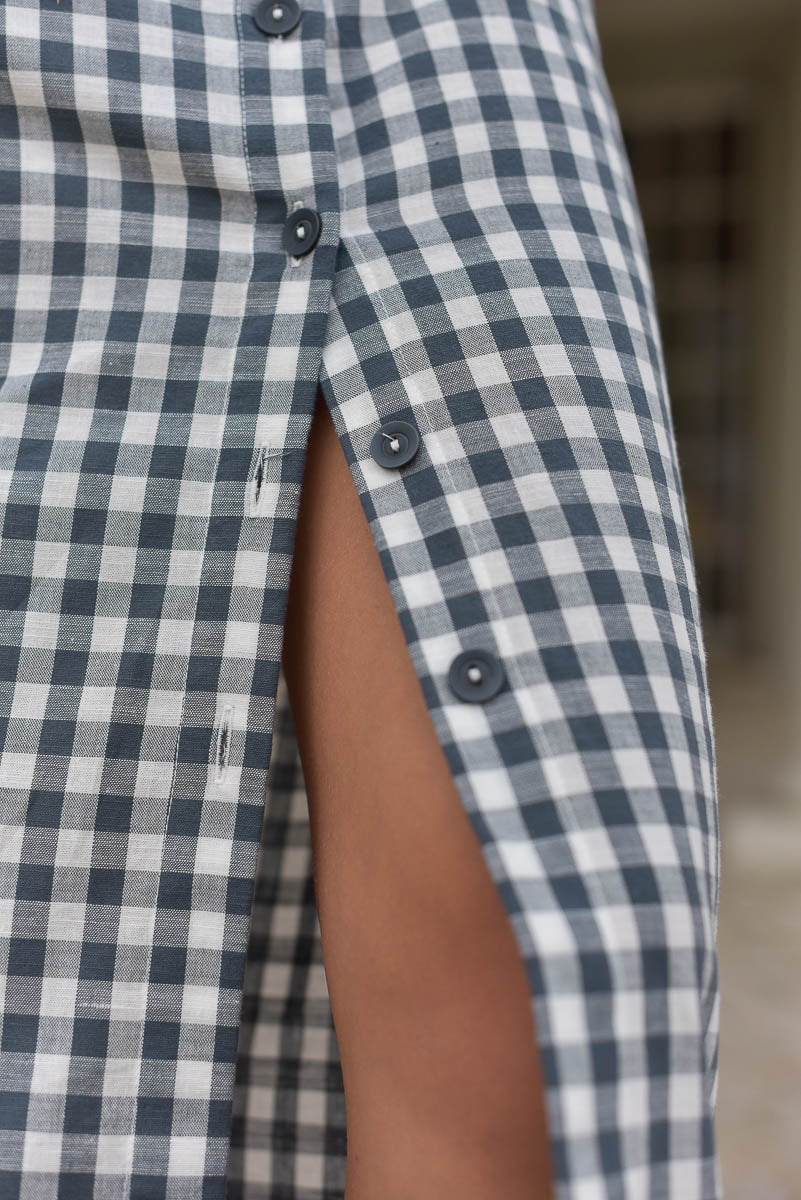 détail imprimé vichy et boutons jupe femme esmé marlot paris