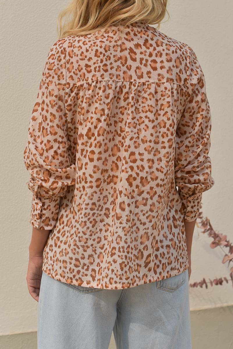 vue de dos blouse femme léopard rose michelle marlot paris