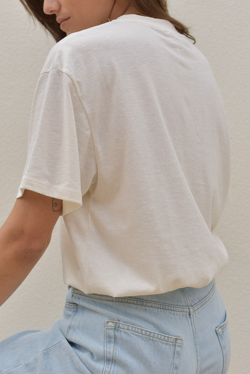 vue de dos tee-shirt femme coton bio écru marlot paris