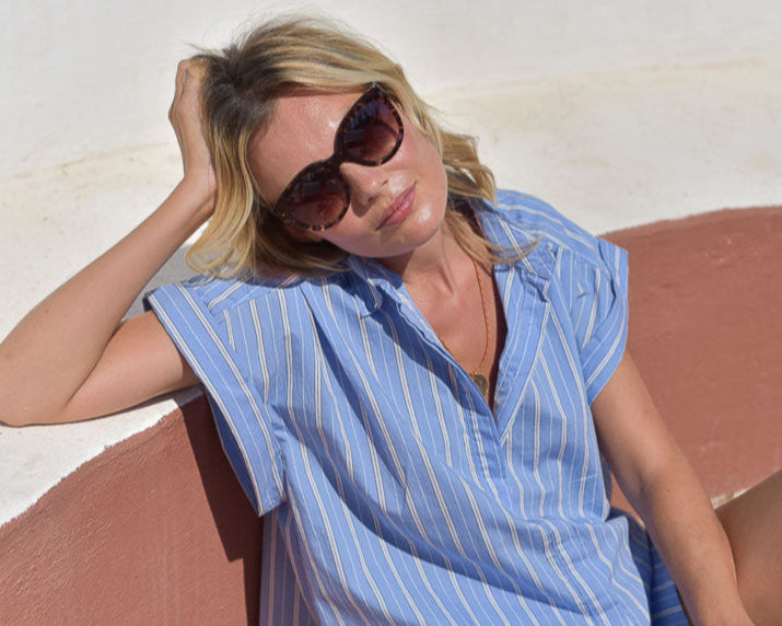 chemise femme célestine rayé bleu lavande marlot paris