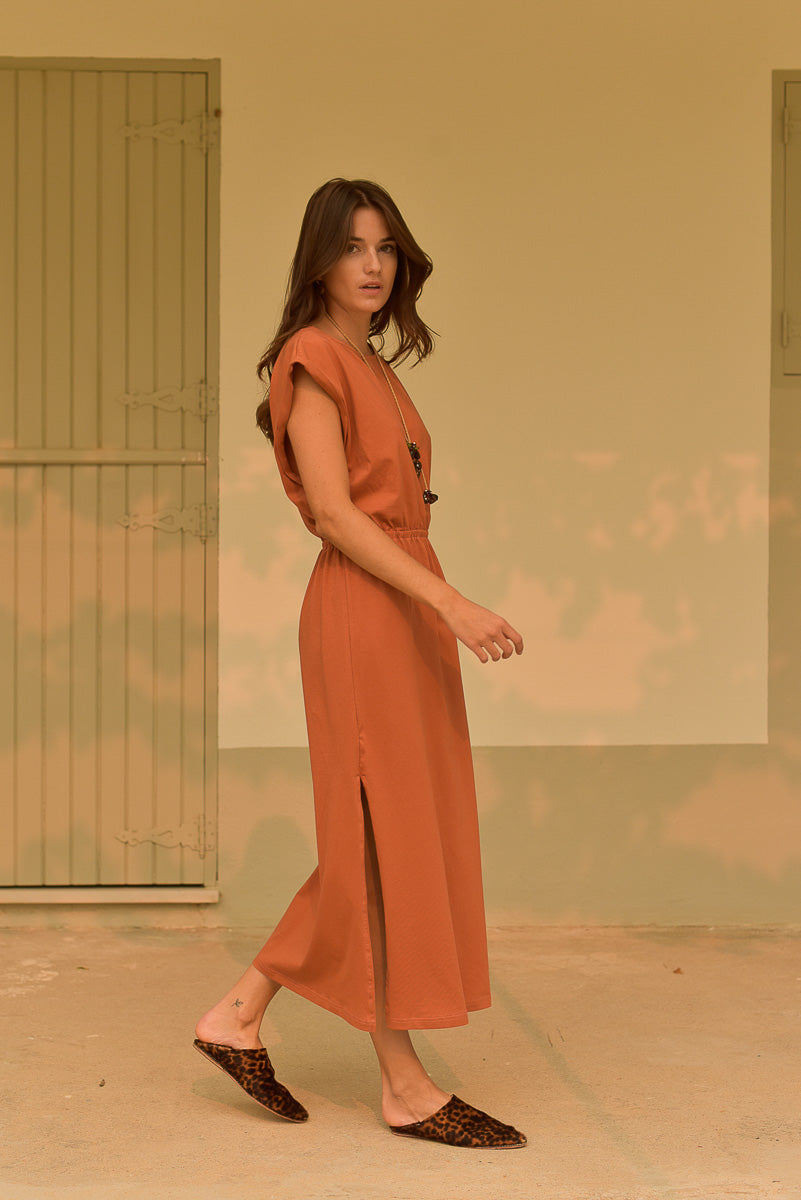 look femme marchant robe alix brique marlot paris