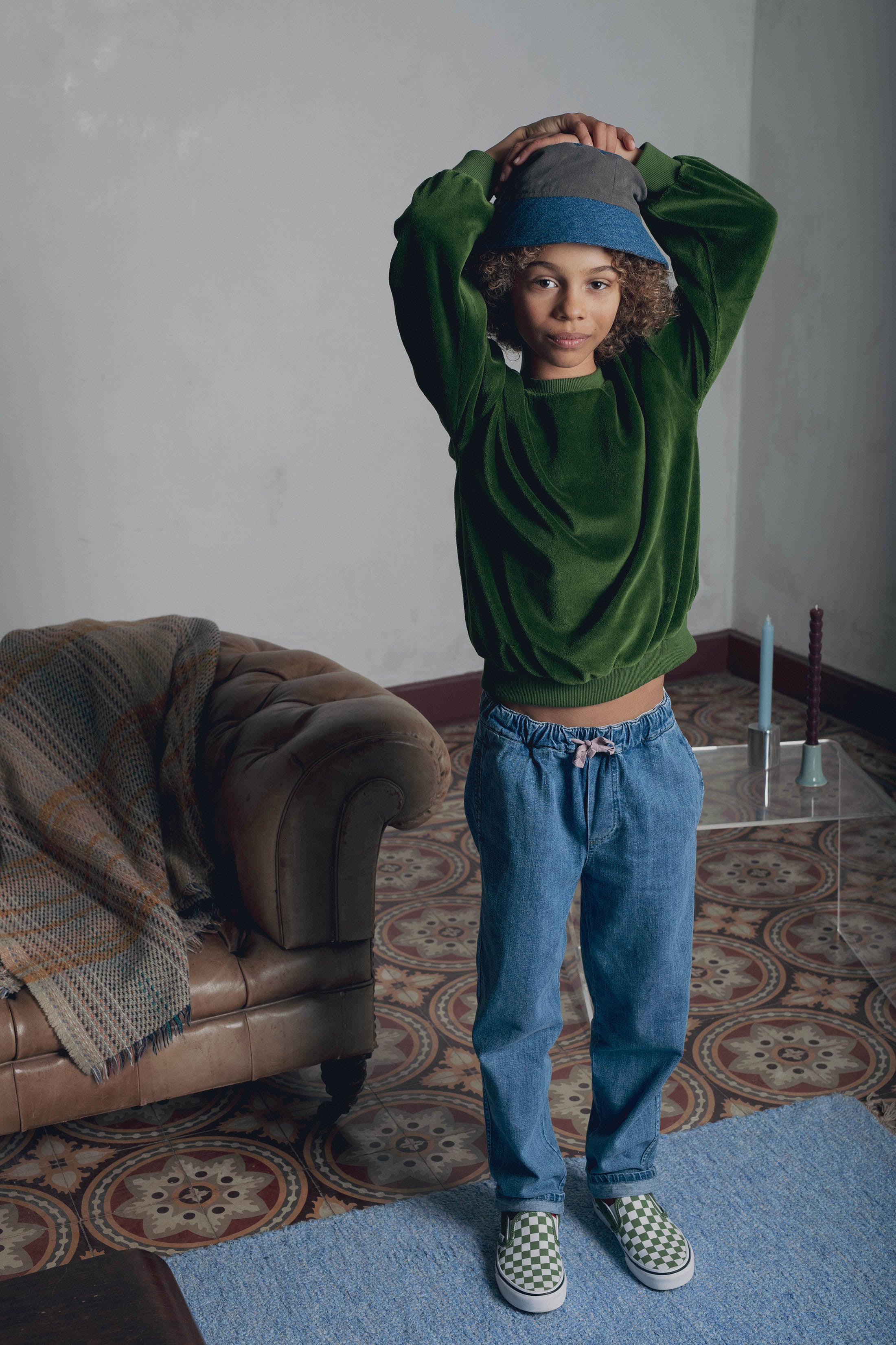 Look garçon sweat velours Maxime olive jean Marlot Paris