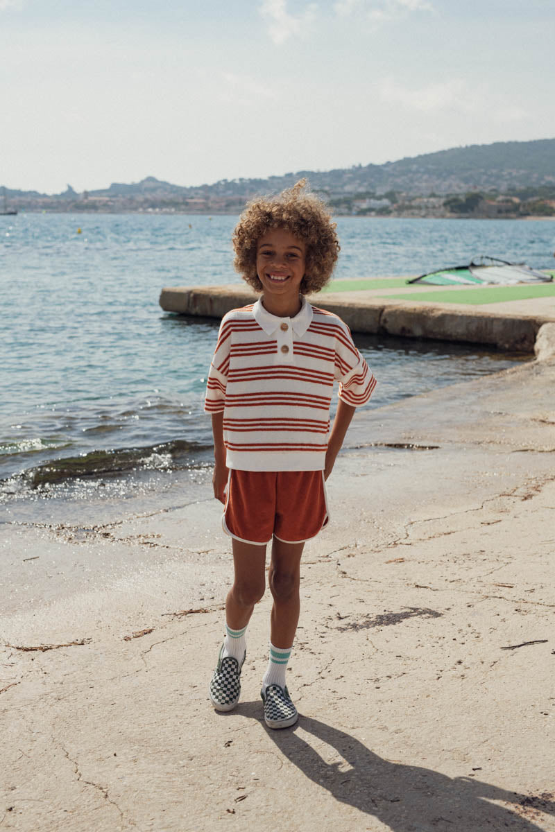 Polo Pol vanille rayé-Enfant-vanille rayé-marlot-paris