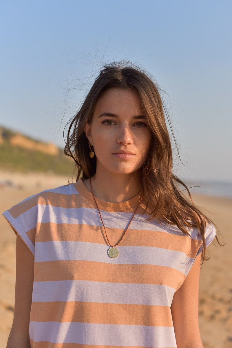 portrait femme robe rayures plage marlot paris