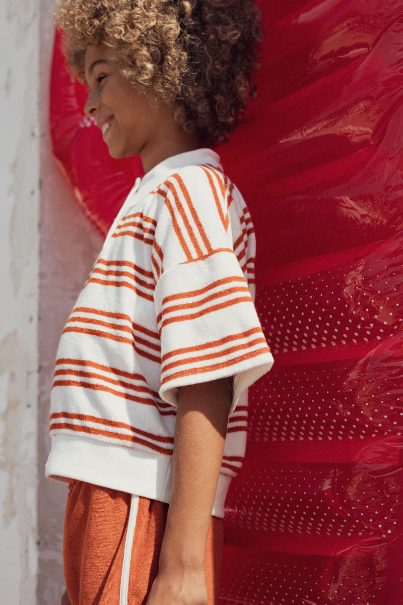 Polo Pol vanille rayé-Enfant-vanille rayé-marlot-paris