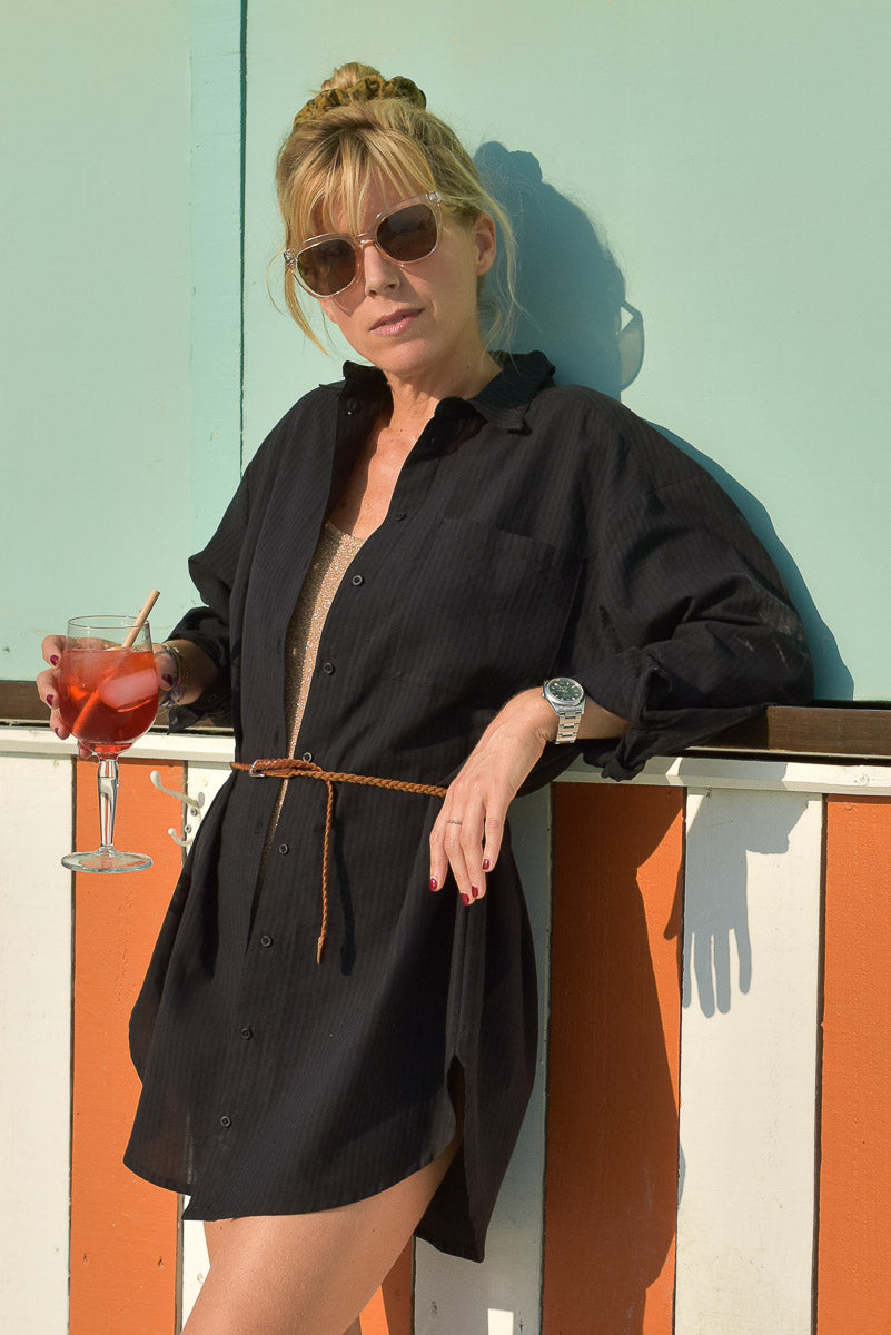 look femme robe chemise noire courte marlot paris