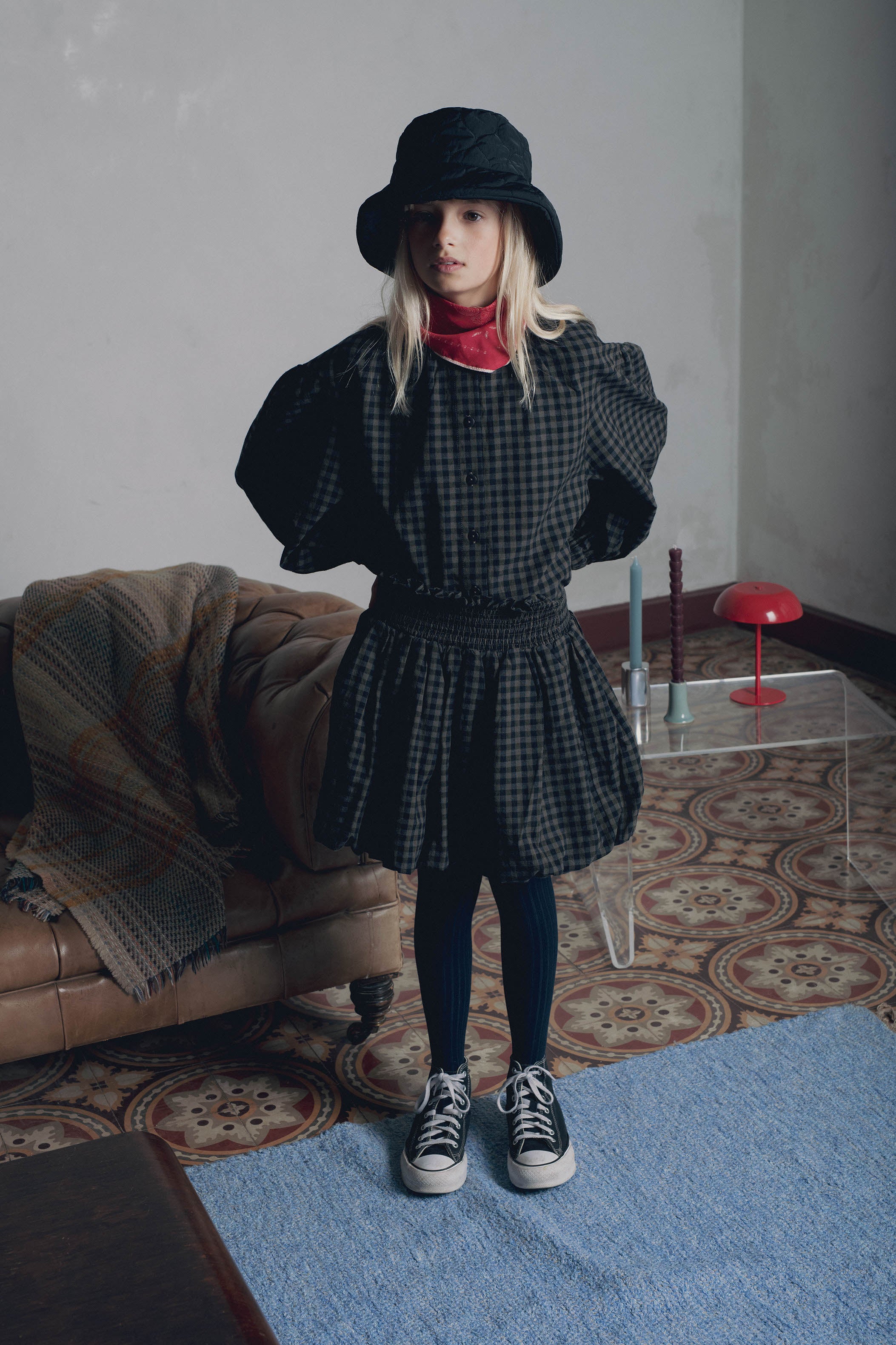 Look fille jupe et blouse vicky kaki Marlot Paris bob et converses