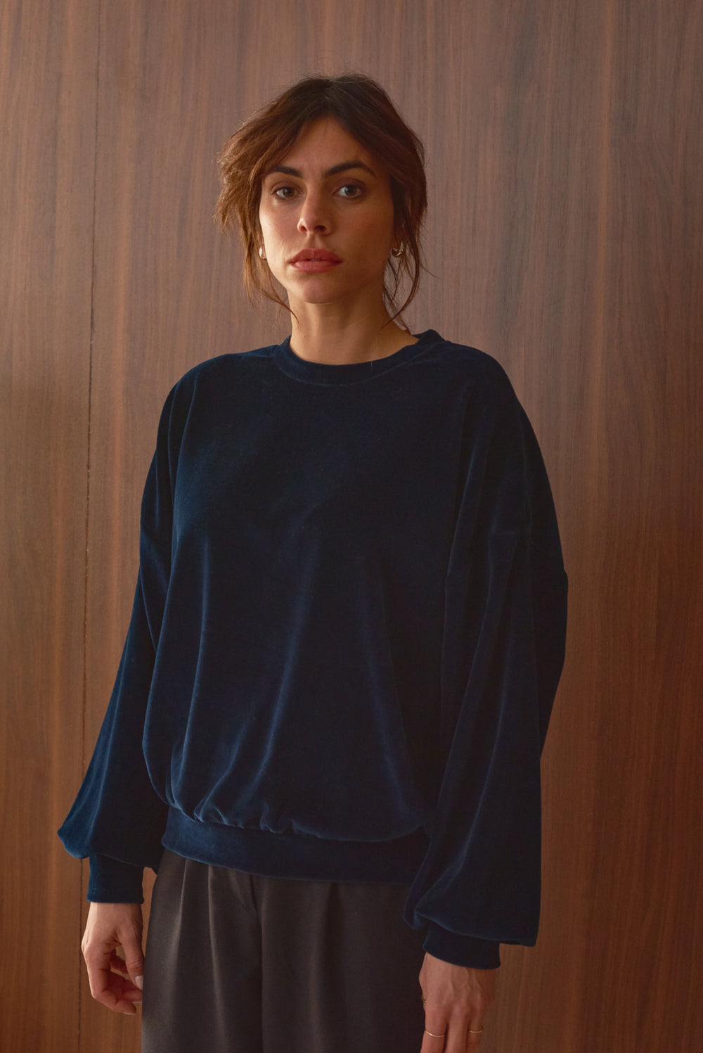 Loof femme sweat velours jane bleu marine Marlot Paris