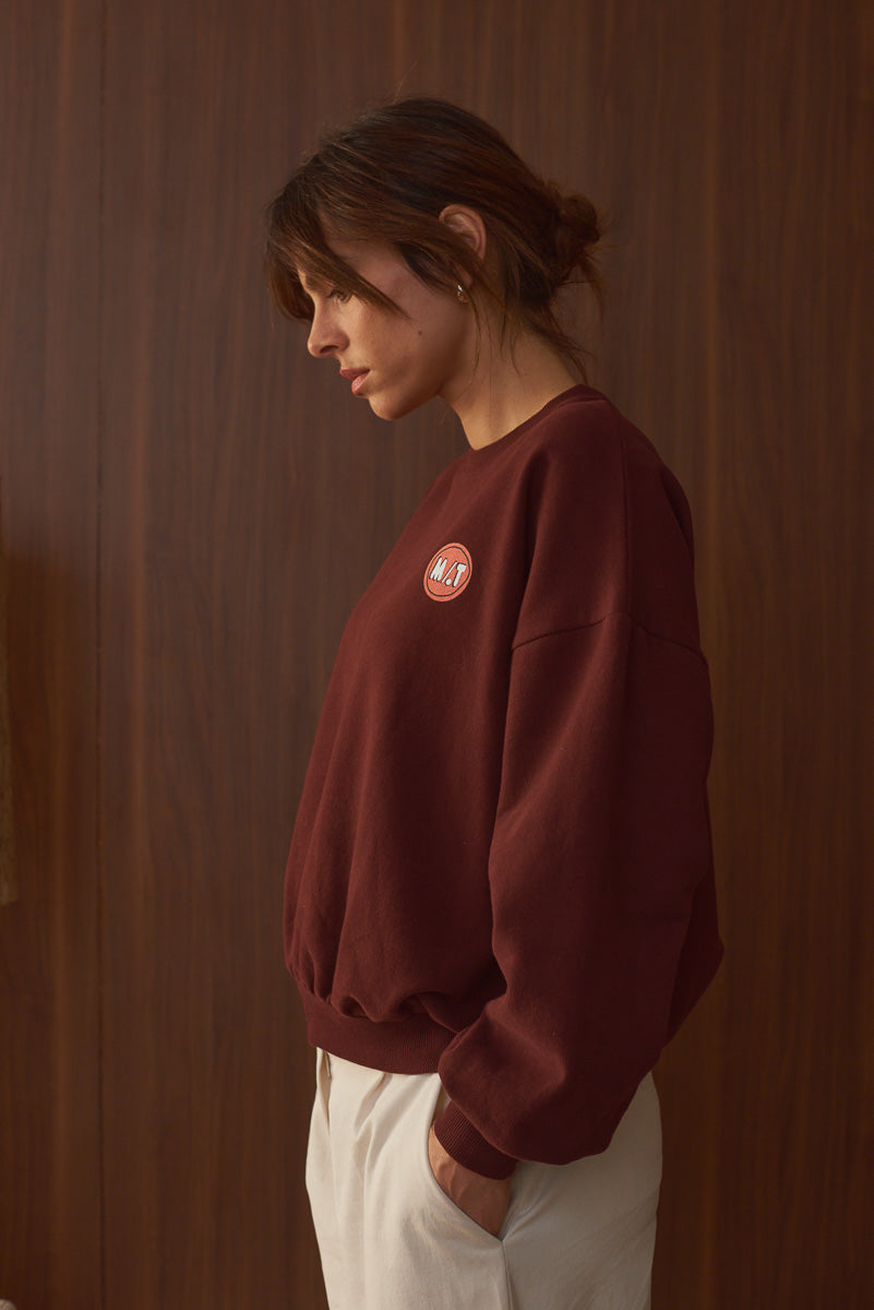 Vue de profil sweat femme molleton brun Marlot Paris