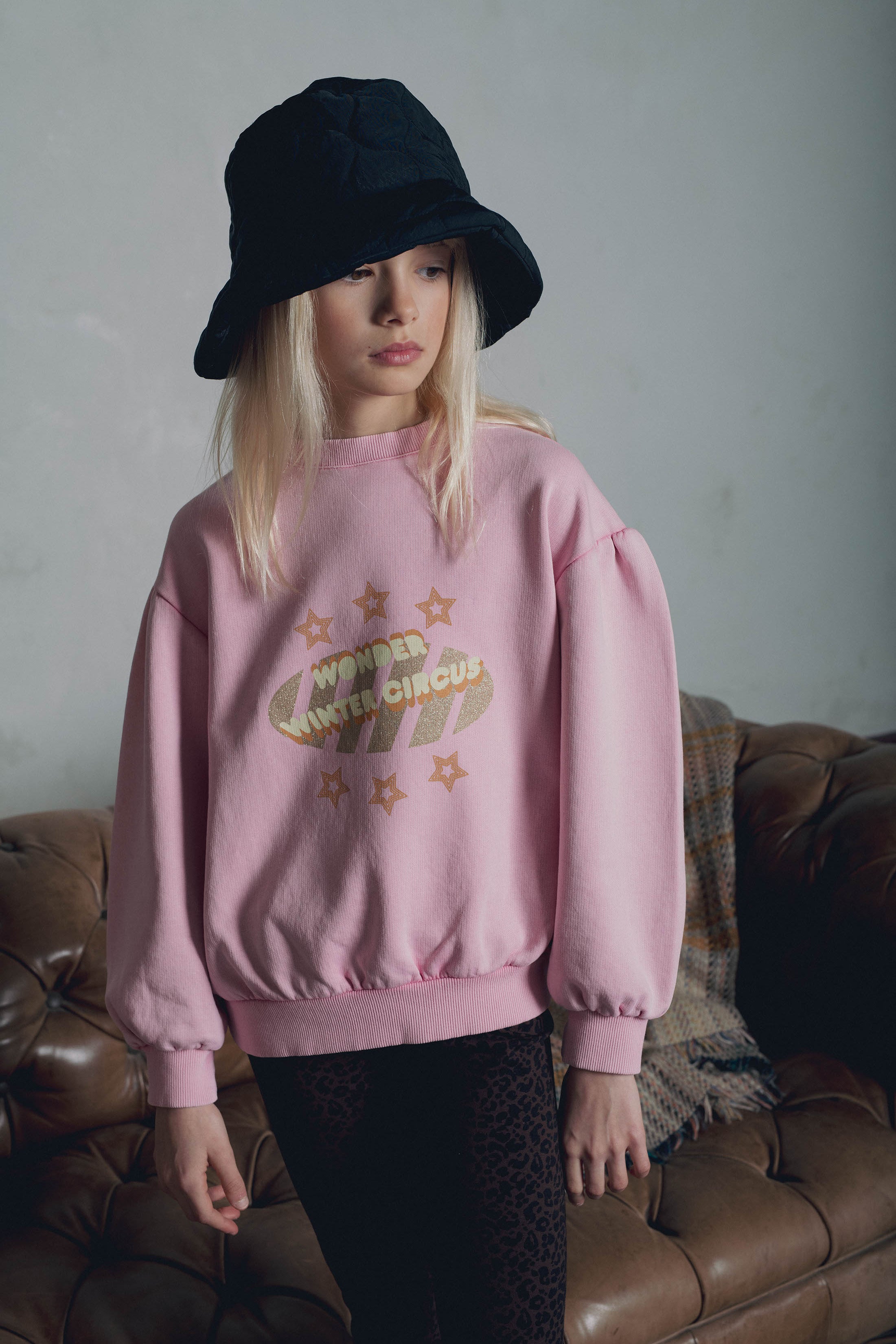 Look fille sweat rose design imprimé molleton de coton marlot paris