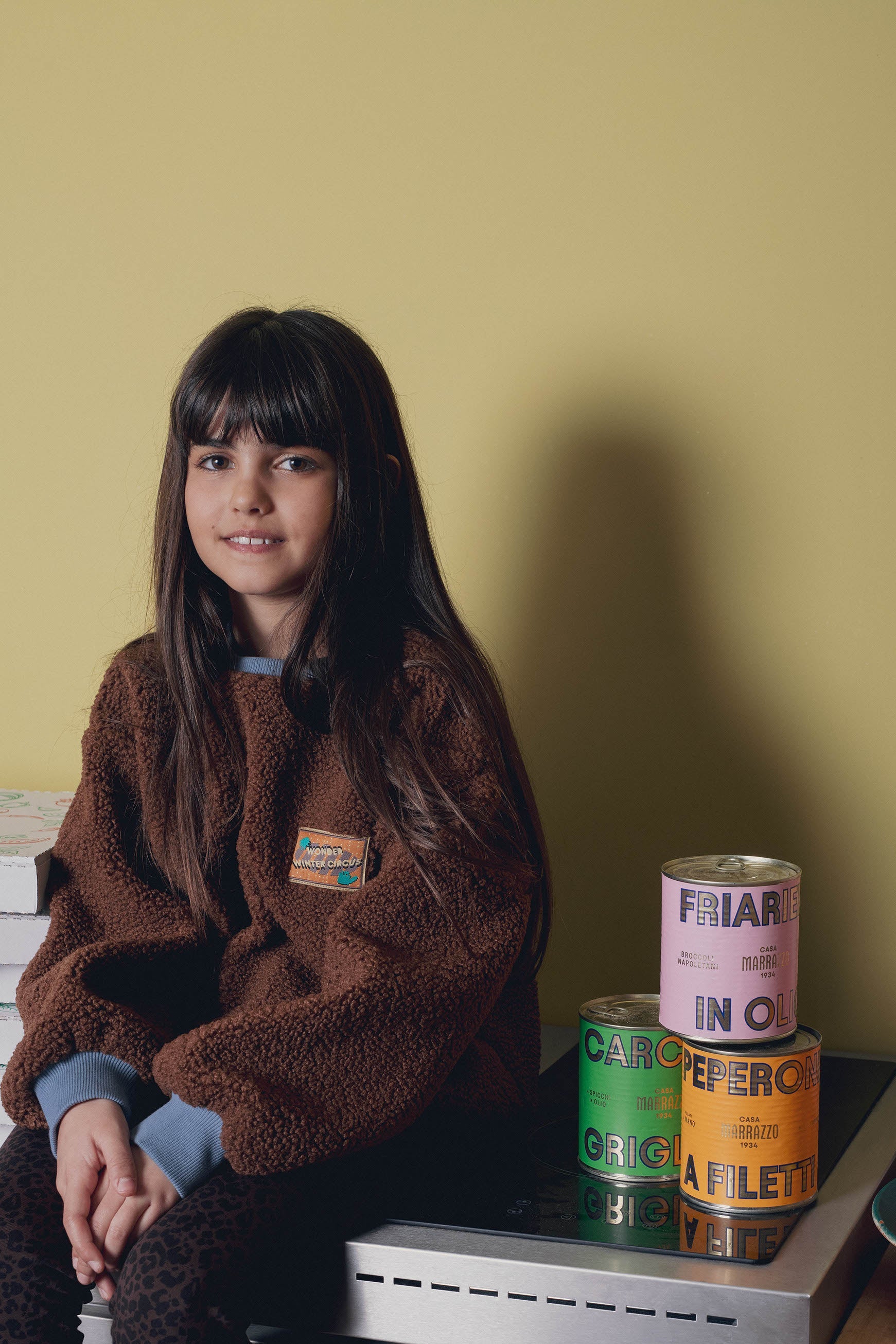 Look fille sweat moumoute marron Marlot Paris